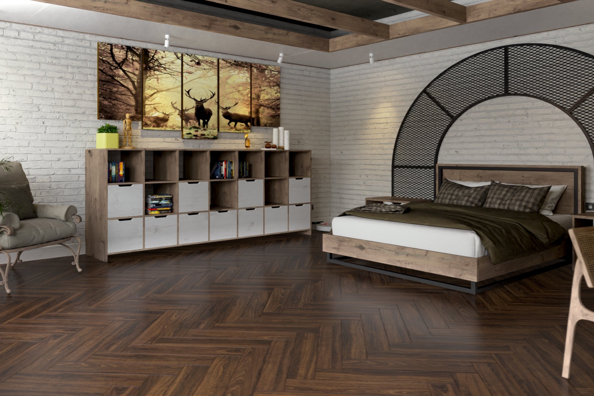 Инженерный паркет «Damy Floor» Каштановый (укладка елочкой) — купить в Санкт-Петербурге