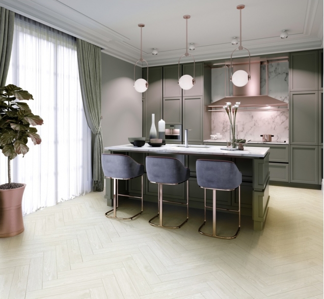 Виниловый ламинат SPC "Cronafloor" Herringbone Дуб Нант (640*128*4,5 мм) — купить в Санкт-Петербурге