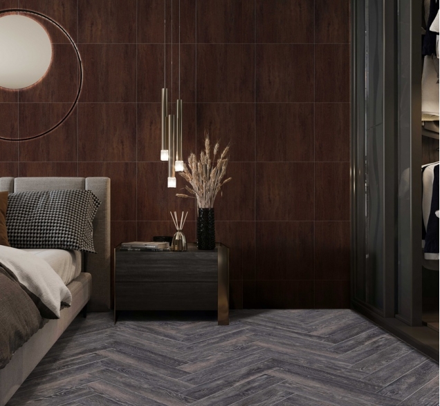 Виниловый ламинат SPC "Cronafloor" Herringbone Дуб Бордо (640*128*4,5 мм) — купить в Санкт-Петербурге