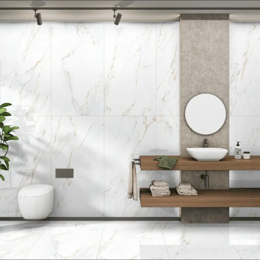 Керамогранит "Sonex" Calacutta cRema Glossy полированный 60x120 см 1.44 м2 цвет белый с бежевыми прожилками — купить в Санкт-Петербурге